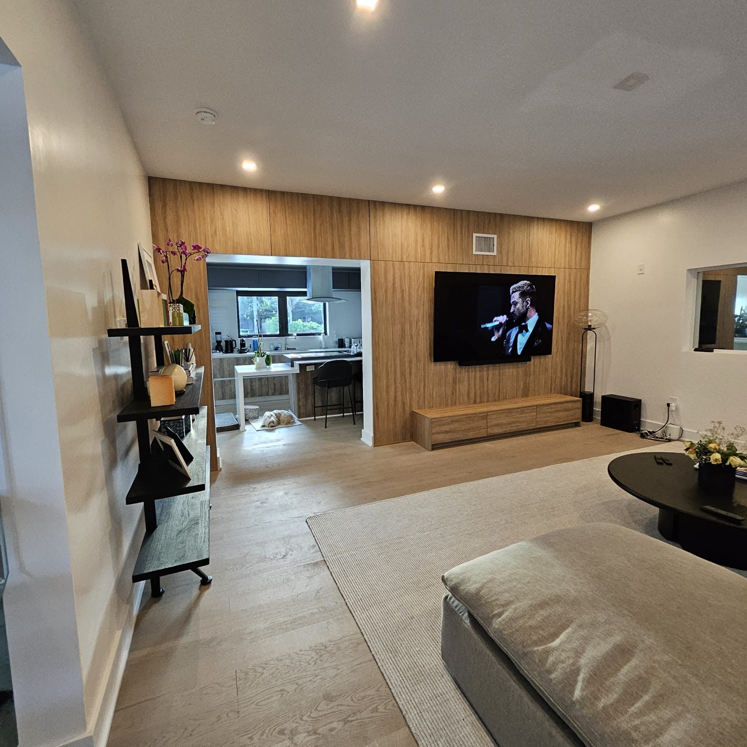 Completed family-room television wall